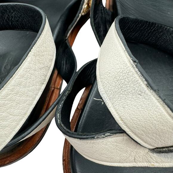 Coach Dannie Ankle Strap Sandals 8B Flats Open Toe Black White Gold Studs - Picture 10 of 15